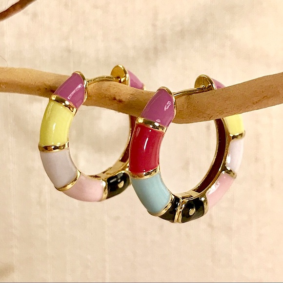 🍭Candy Colored Enamel Hoops🍭 - Picture 6 of 8